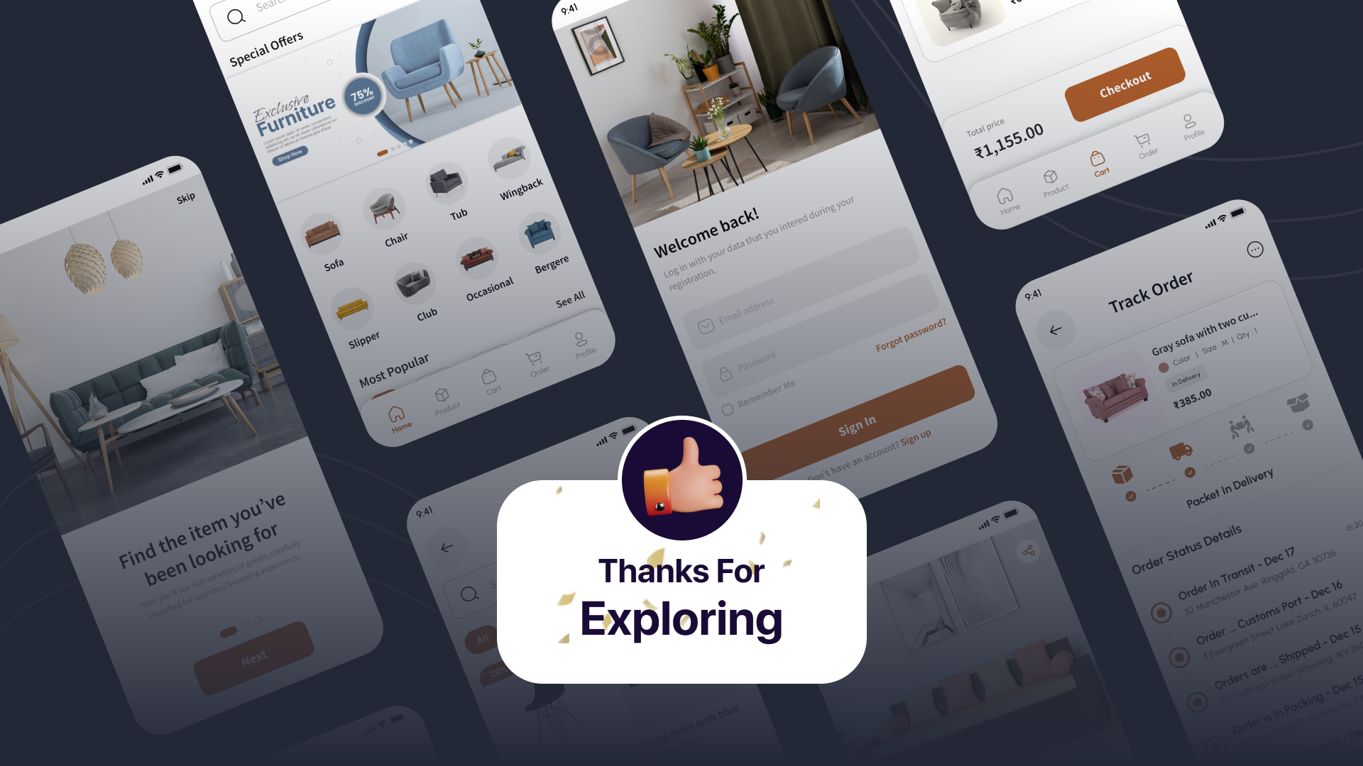 Furniture Ecommerce App UI/UX React Native Mobile Skin - 16