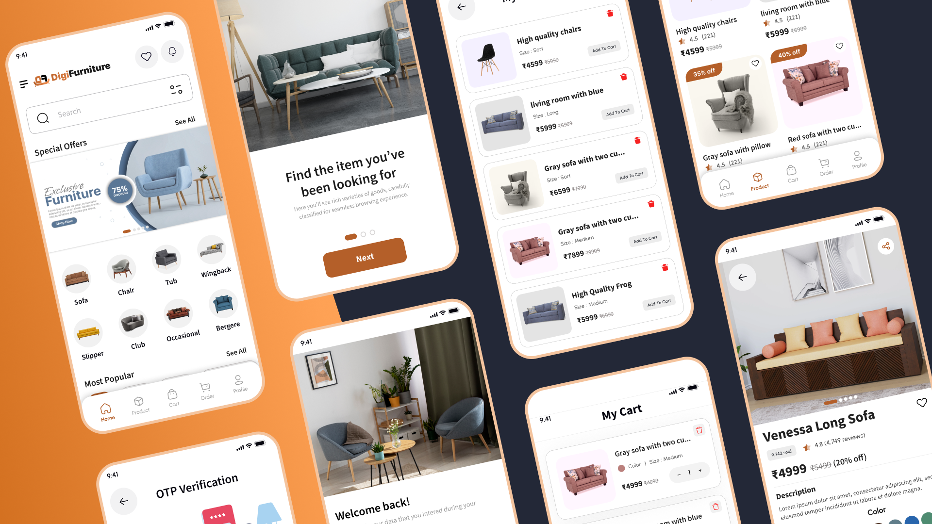 Furniture Ecommerce App UI/UX React Native Mobile Skin - 3
